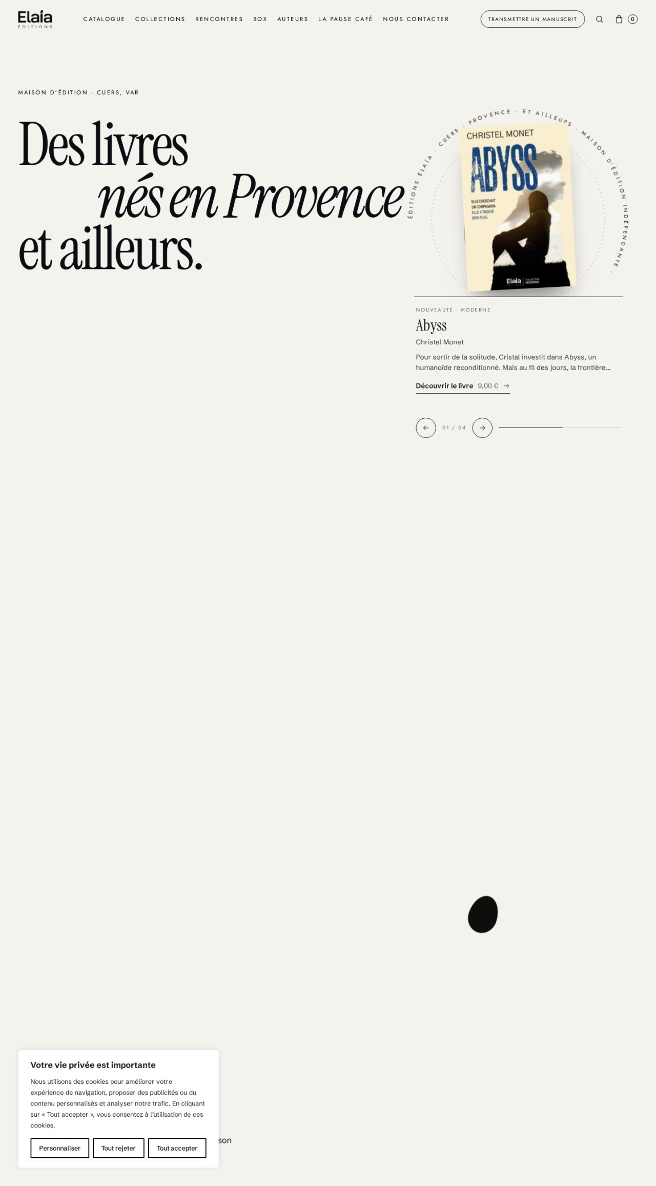 Le site Éditions Elaía sur ordinateur