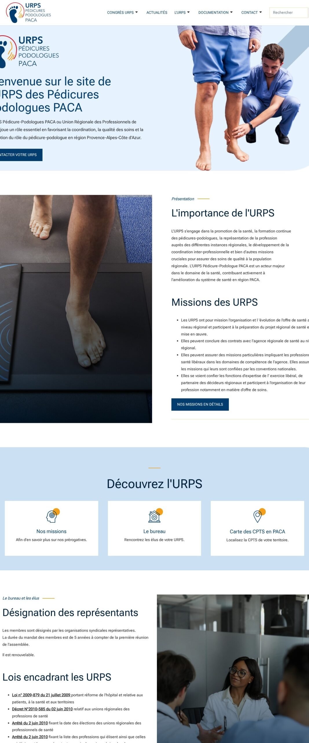 Le site URPS Pédicures-Podologues PACA sur ordinateur