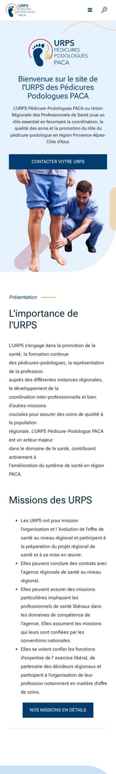 Le site URPS Pédicures-Podologues PACA sur téléphone